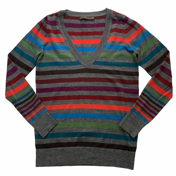 The Limited Sweaters - THE LIMITED Gray Colorful Striped Sweater Medium